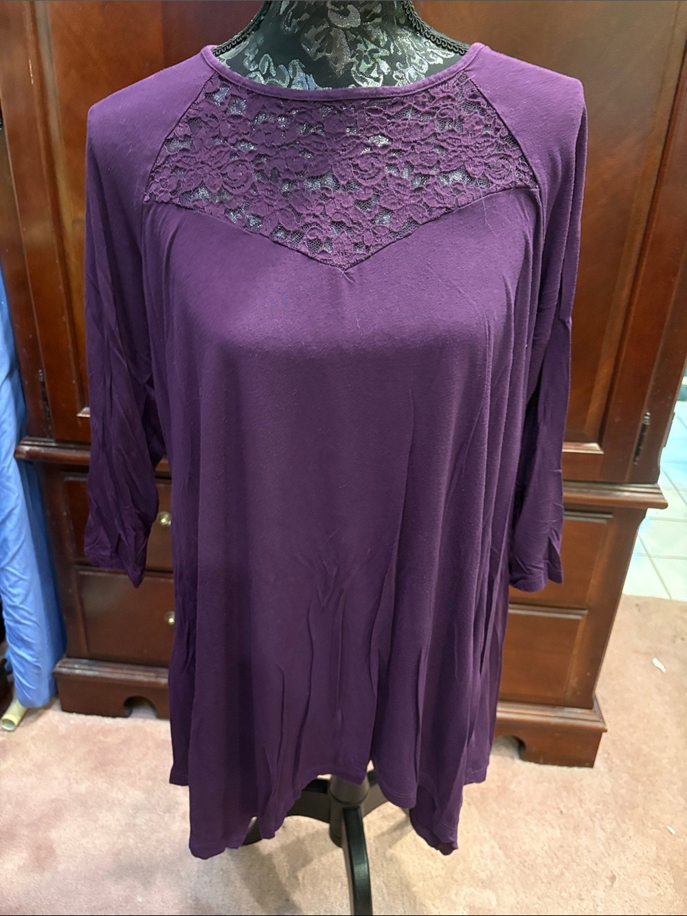 Torrid Women's Purple Lace Yoke Tunic Top